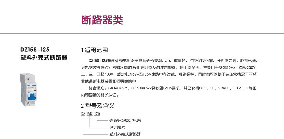 dz158-125断路器；正泰漏电开关